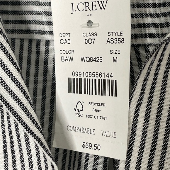 J Crew Factory Striped Pop Over Linen Blend Tunic Top. Size Medium - Picture 7 of 12